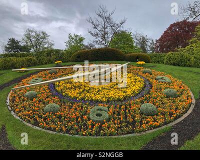 The famous flower clock - Geneva Switzerland Stock Photo