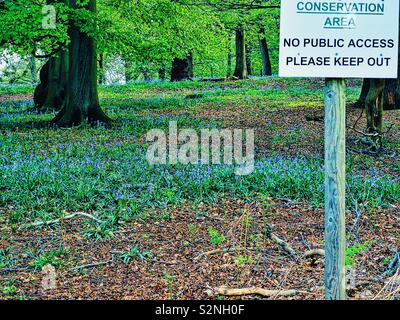 No public access sign in a nature conservation area Stock Photo