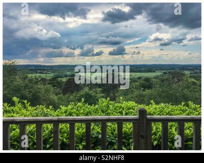 View from a balcony over a valley in the New Forest Stock Photo
