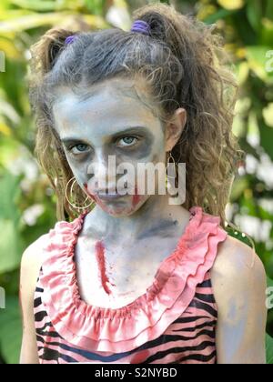 Zombie girl on Halloween. Stock Photo