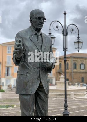 Nereto, Abruzzo region, memorial statue of Sandro Pertini, journalist, partisan and socialist politician who served as the seventh President of the Italian Republic, from 1978 to 1985 Stock Photo