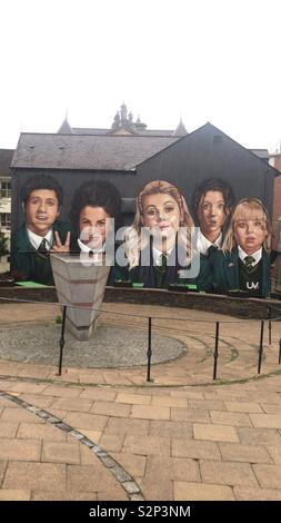 Derry girls mural in the city of Derry Stock Photo