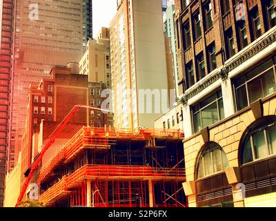 Building under construction near Times Square in New York City, USA Stock Photo