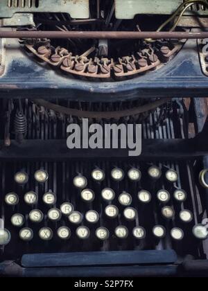 Vintage-antique typewriter , round keys closeup Stock Photo
