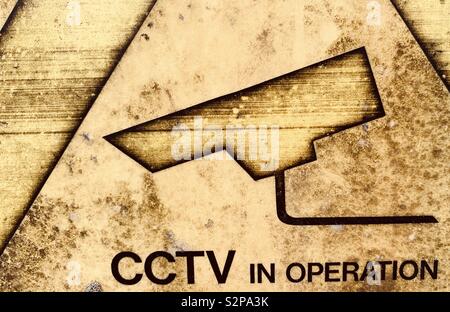 CCTV in operation sign Stock Photo