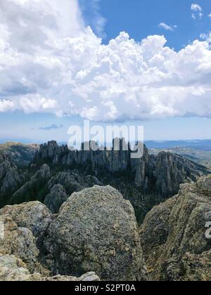 View from little devils tower in the black hills of South Dakota Stock Photo