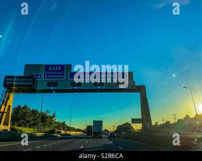 M62 motorway in Leeds, West Yorkshire at junction 30 Stock Photo