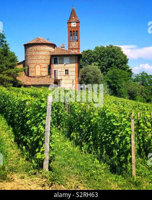 Church in the vineyards in Langhe Piedmont Italy Stock Photo