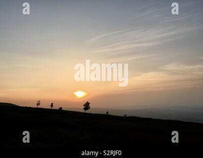 Sunset on Ilkley Moor, Yorkshire Stock Photo