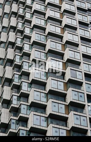 London, UK - 5 July 2019: Hundreds of new skyscraper apartments under construction at Canary Wharf. Stock Photo