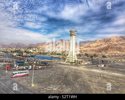 Port of Aqaba, Jordan. Port City on the Red Sea in the Gulf of Aqaba. Stock Photo