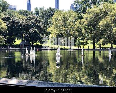 Conservatory Water or Central Park toy boat pond Stock Photo