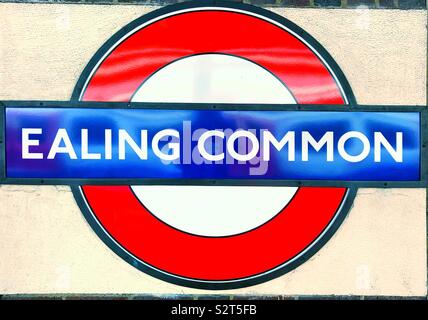 Ealing Common London Underground vintage roundel station name sign.
