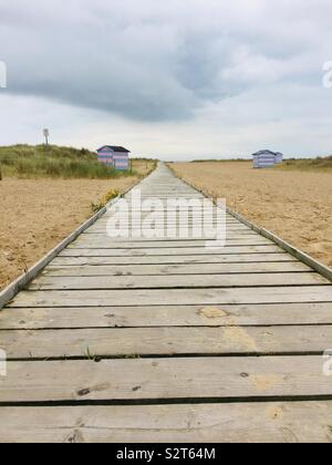 Wooden boardwalk path on beach in Great Yarmouth (Norfolk England) Stock Photo