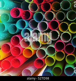 Close up of plastic drinking straws. Stock Photo