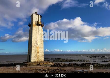 Southerness lighthouse. The second oldest lighthouse in Scotland in the village of Southerness in South West Scotland. Stock Photo