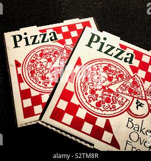 Two pizza boxes Stock Photo