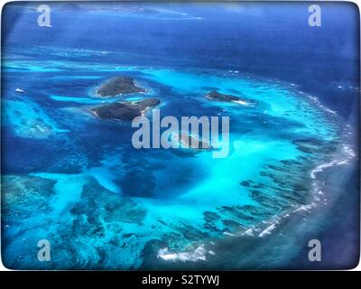 Tobago Cays Marine Park From up in the sky Stock Photo