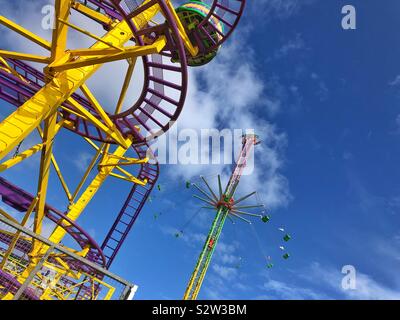 Funfair rides at Barry Island, South Wales, UK, location of filming ...