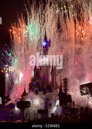 Disneyland Paris Fireworks Stock Photo