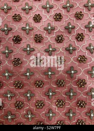 Beautiful flowers pattern of zardozi work Stock Photo