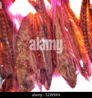 Dried fish for sale, Teluk Senangin Beach, near Lumut, Perak, Malaysia Stock Photo