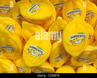 Soaps in the shape of lemons on sale in Sorrento,Italy Stock Photo