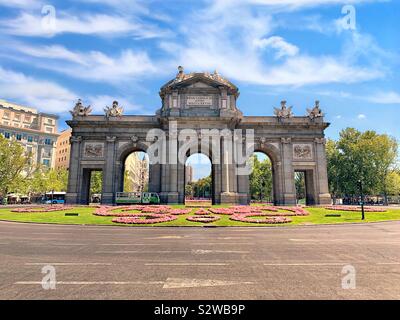 Puerta de Alcalá in Madrid in summer during the day with no people Stock Photo