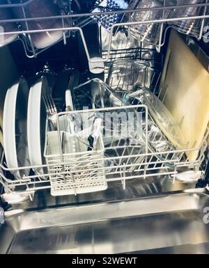 Loaded dishwasher Stock Photo