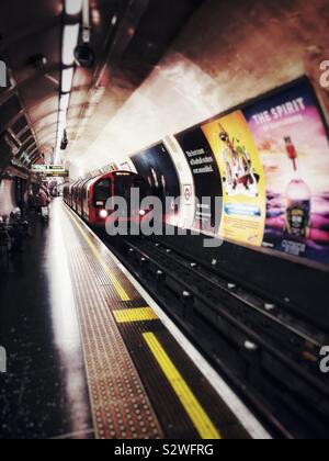 Marble Arch London Underground Tube Station platform central line train approaching Stock Photo
