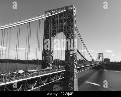 View of the George Washington Bridge over the Hudson River from Fort Lee, New Jersey, USA. Stock Photo