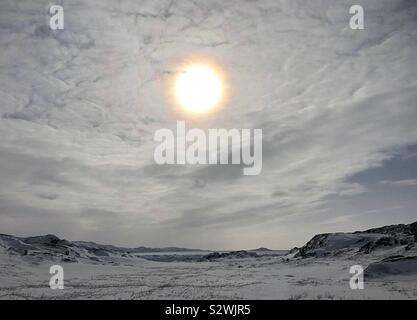 Winter sun Nunavut Stock Photo