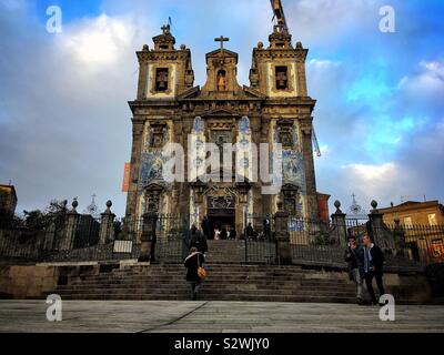 Church of saint ildefonso in Porto Portugal on a bright winter day Stock Photo