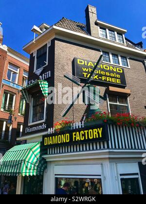 Windmill diamond factory Amsterdam Stock Photo