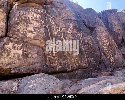 Native American petroglyphs on the Hieroglyphics Trail, Superstition Mountains, Gold Canyon Arizona