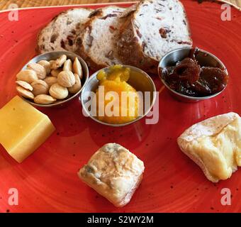 Cheese plate at Stoneacre Brasserie, Newport, Rhode Island, United States. Stock Photo