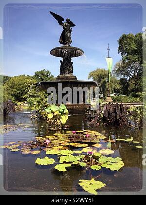 Bethesda terrace has the angel of the waters fountain which is beautiful in the summertime, NYC, Central Park, USA Stock Photo