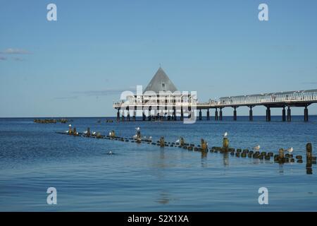 Pier of Heringsdorf, Usedom, Baltic Sea, Mecklenburg-Vorpommern, Germany, Europe Stock Photo