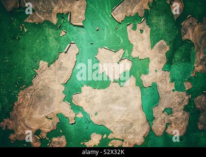 Peeling paint resembling a map Stock Photo