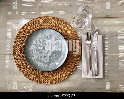Place setting and n a restaurant Stock Photo