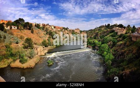 Toledo seen from the bridge looking over the Tagus River
