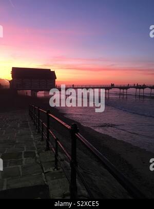 Saltburn Pier in a fabulous sunset..... North East England! Stock Photo