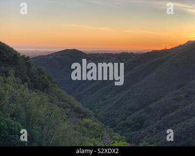 Sunset viewed from State Route 154, also known as San Marcos Pass Road, Santa Ynez Valley, California, United States Stock Photo