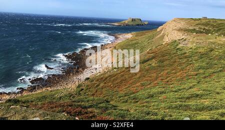 Worms head rhossili bay gower Stock Photo