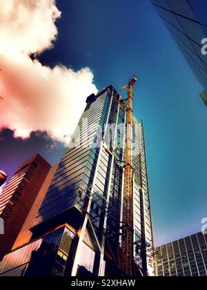 Skyscraper under construction in midtown Manhattan, NYC, USA Stock Photo