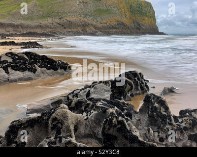 Mewslade beach, south Gower, Wales, October. Stock Photo