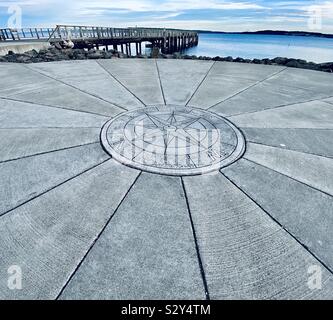 Compass rose at the waterfront in Port Townsend, Washington state, USA Stock Photo