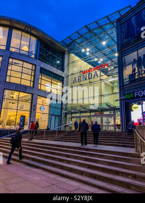 Entrance to the Arndale Centre in Exchange Square in Manchester City centre Stock Photo