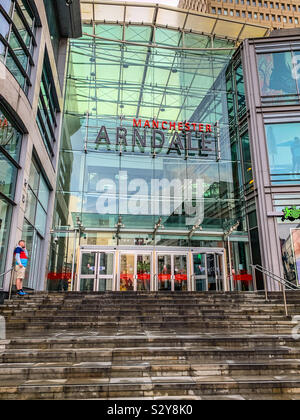Entrance to the Arndale Centre in Exchange Square in Manchester City centre Stock Photo