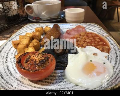 A full English breakfast at a restaurant. Stock Photo